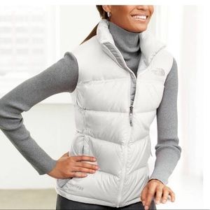 Women North Face Puffer Vest - White